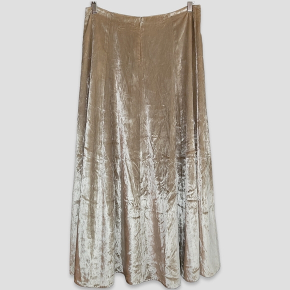 VINCE Velvet Paneled Midi Skirt Cream - Picture 3 of 13